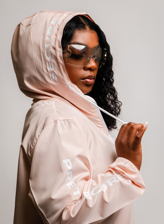 PS Crop Windbreaker Jacket - Pink/White