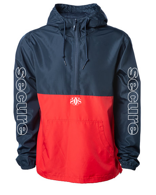 Secure Anorak Windbreaker- Navy/Red